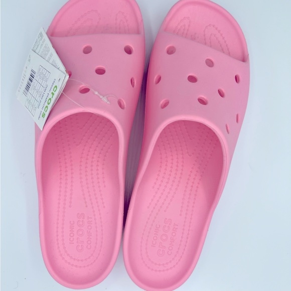 Crocs Classic Platform Slide Flamingo Pink Women Casual Sandal Slipper US W11 - Picture 8 of 9